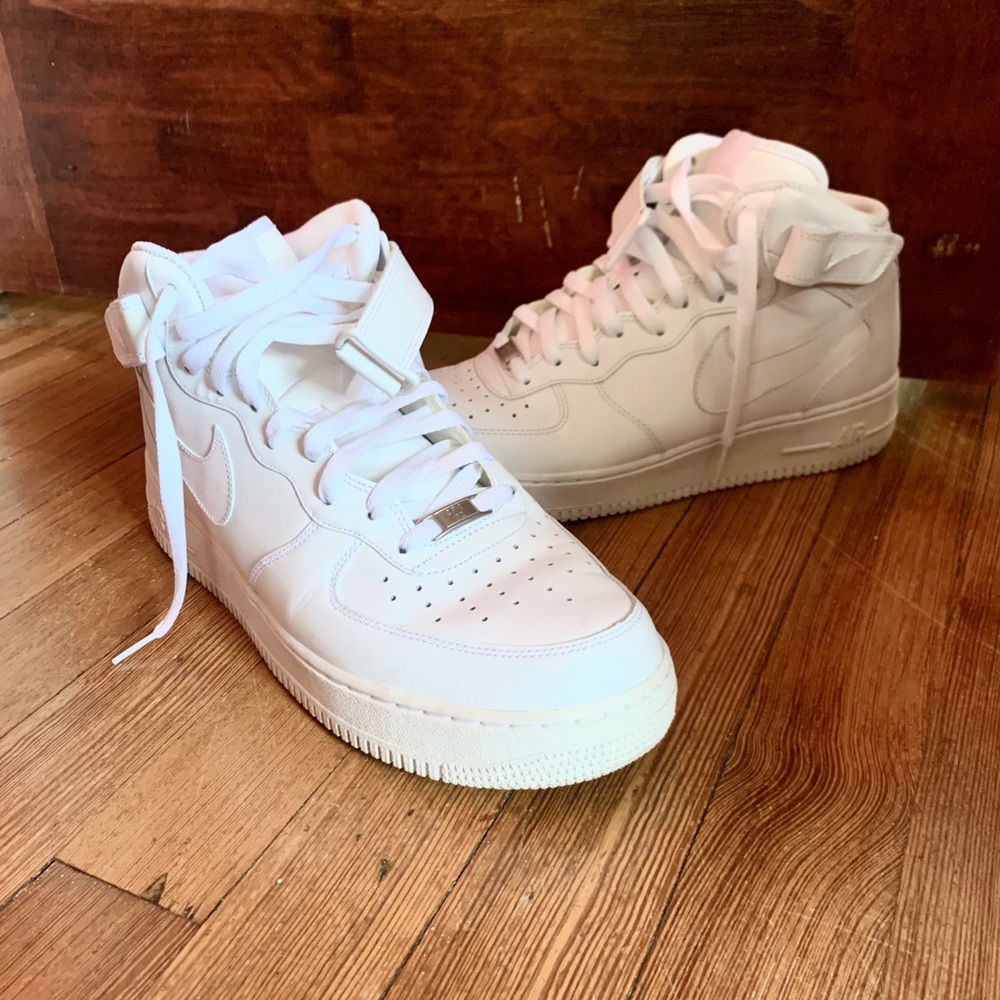 Nike White Mid Air Force 1 Sneakers